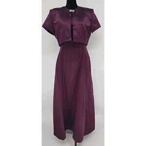 Vintage Scott McClintock Dress‎ and Jacket 10 Burgundy Satin Gown Holiday